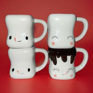 Marshmallow Mugs Set of 4 Mini Mugs - Cute Cups for Hot Cocoa